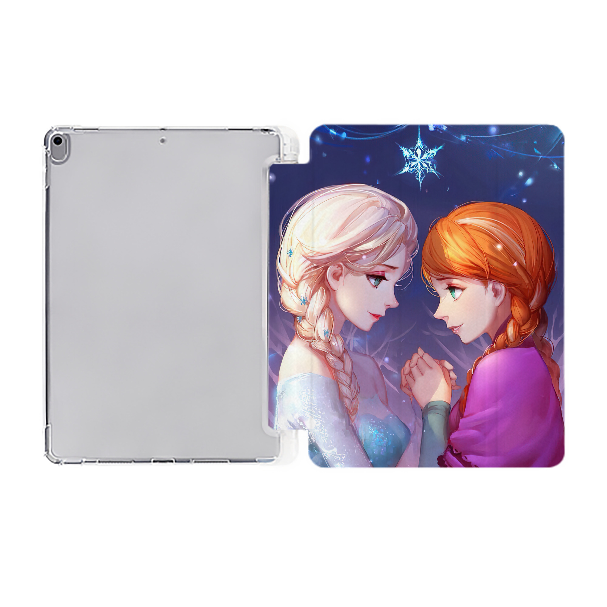 （画像用） アナと雪の女王 アンナ エルサ Frozen Anna Elsa IPad ケース ペン収納付き 三つ折りスタンド PUレザー×シリコン 対応機種9.5/10.5/10.9インチ